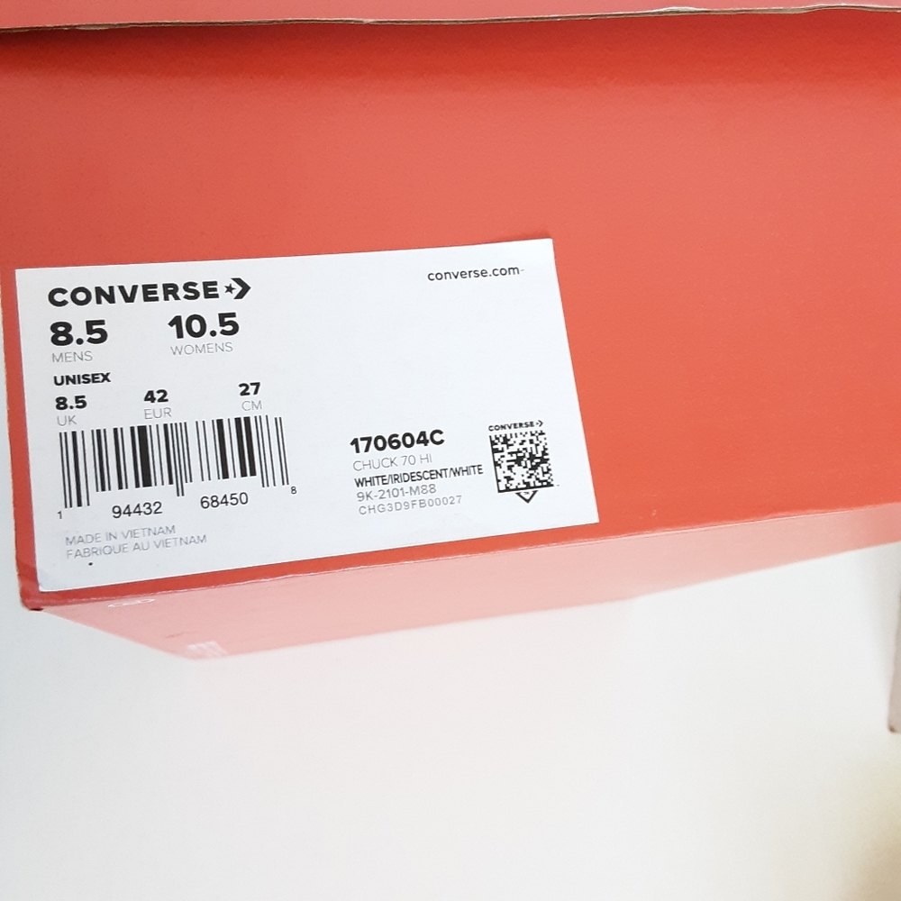 Converse Mens Converse Chuck 70 Hi Iridescent/White/Iridescent NWB - Picture 7 of 7